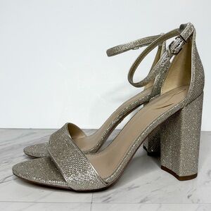 Sam Edelman Yaro Gold Silver Glitter Block Heel Sandal 10M